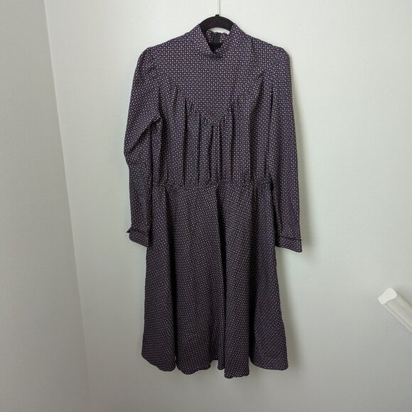 Vintage 70s Raoul Long Sleeve Collared Dress, Large - Picture 1 of 5